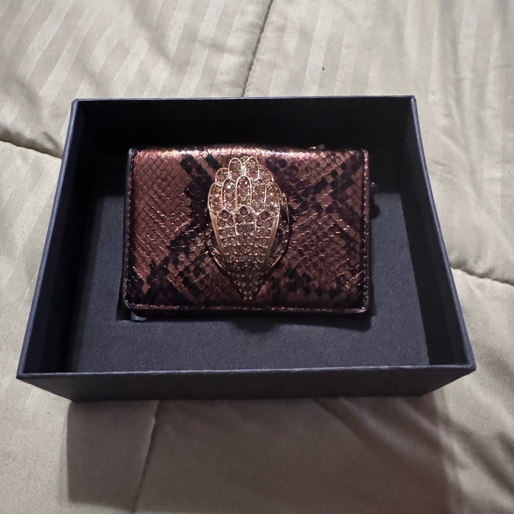Kurt Geiger Brown Card Holder with Gold Embellishment